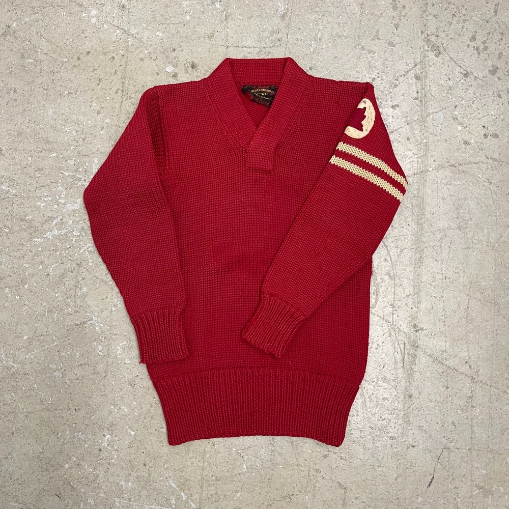 Vintage The Draper Maynard Sweater‎ Mens 34 Small Red Varisty Shawl Preppy
